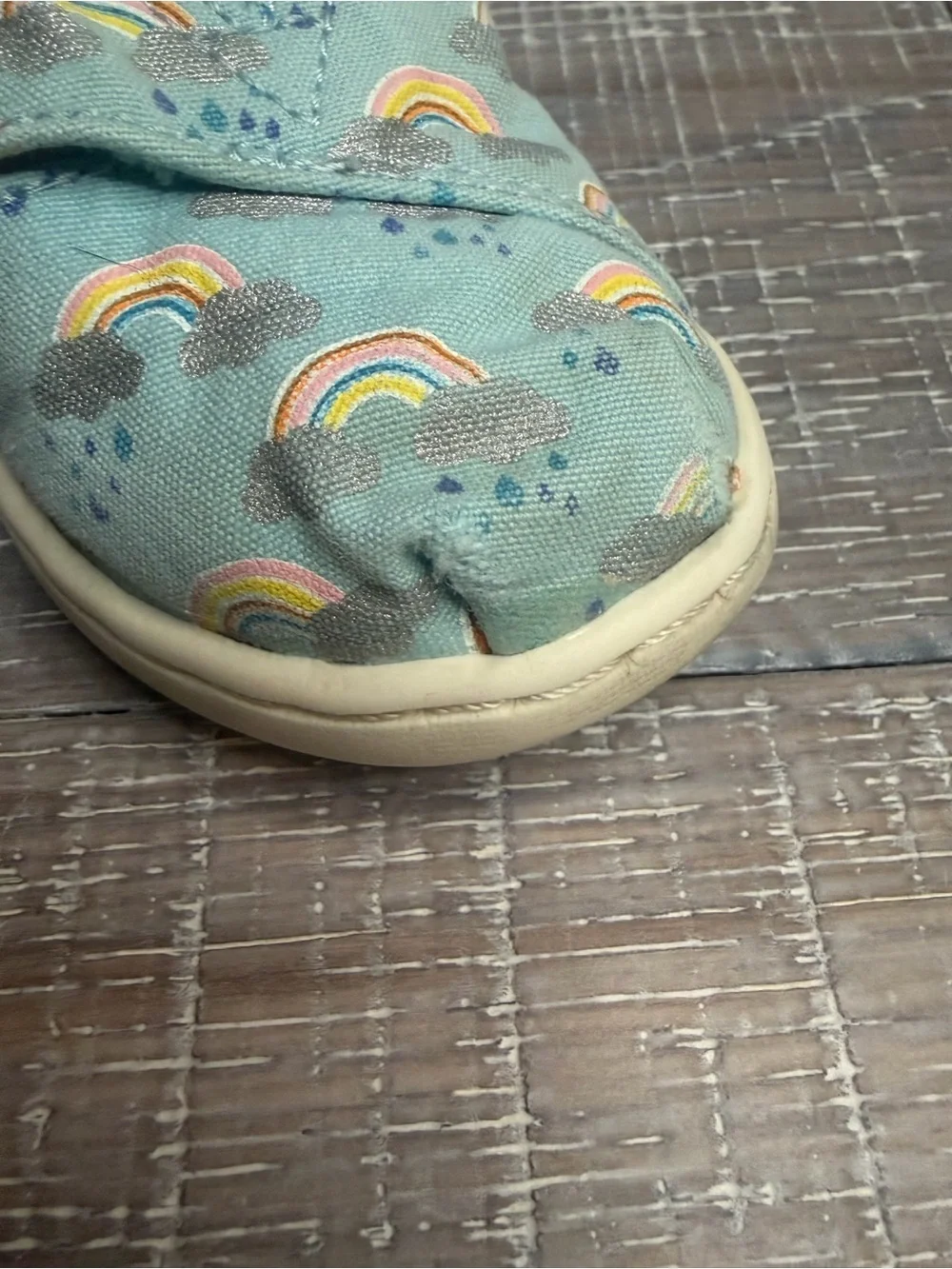 Toms Mint Green Rainbow 🌈 Slip-On Baby & Walker Shoes